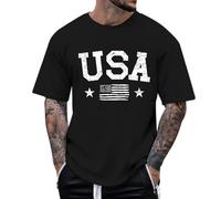 T-shirt pour homme avec motif carte du pays des États-Unis - Haut à manches courtes avec imprimé patriotique - T-shirt décontracté pour supporter l'Amérique, Style_f01 Noir, XXL