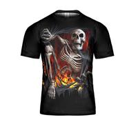 T-shirt pour homme avec motif imprimé tie-dye vintage léopard drapeau américain femmes qui aiment loup, lion, grenouille, fantôme, crâne, guitare, Crâne 17, XL