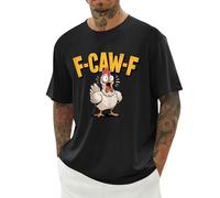 T-shirt pour homme avec poulet cognant - T-shirt graphique amusant avec imprimé de jeu de mots F-CAW-F - Haut de dessin animé amusant pour homme avec humour, Style P01 Noir, 6XL