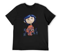 T-Shirt pour Homme Coraline Fashion T Wise Brave Tricky Citation Movie Dark Cool Coton Hirt O Neck Imprimé Vêtements Grande Taille Hommes Noir XL