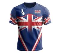 T-shirt pour homme imprimé drapeau britannique haut décontracté à manches courtes tissu mélangé respirant confortable loisirs quotidien, bleu, M