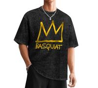 T-shirt pour homme Jean Michel Basquiat en coton à manches courtes rétro col rond, Noir , M