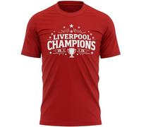 T-shirt pour homme Liverpool Champions 2025 Football Scousers Celebration Winners Tee Cadeau pour lui, Rouge, L