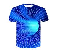 T-shirt pour homme - Motif géométrique amusant - Séchage rapide - T-shirt d'été à manches courtes - Col rond - Tendance - Décontracté - Coupe ample, bleu, XL