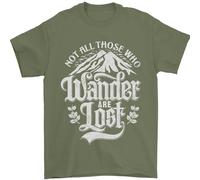 T-shirt pour homme « Not All Those Who Wander are Lost Trekking » 100 % coton, vert militaire, XL