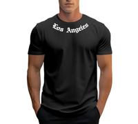 T-shirt pour homme pas cher - T-shirt à manches courtes et imprimé alphabet - Col rond - Tissu tricoté en polyester avec léger étirement - Coupe normale - Débardeur camouflage pour homme, Noir , M