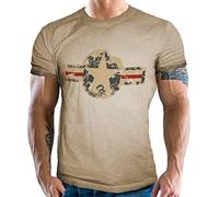 T-shirt pour homme pour les fans de l'armée américaine : look usé avec logo USAF, Sable délavé, L