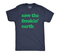 T-shirt pour homme Save The Freakin Earth Awesome Mother Nature Day Lovers Tee pour homme, Bleu marine chiné - Terre, Taille S