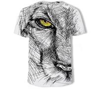 T-Shirt pour Hommes 3D Animal Tiger Lion Imprimer Manches Courtes Pull Casual Tops T-Shirts Vêtements 3XL T2334