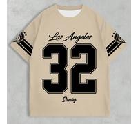 T-shirt pour hommes avec imprimé de lettres numériques au style sportif des rues d'Europe et des États-Unis L,M,S,XL,XSGéométrique,LettresÉtoffe