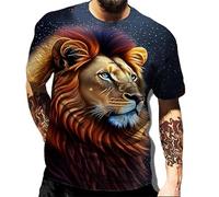 T-Shirt pour Hommes Galaxy Lion Imprimé en 3D Top Été Motif Animal Manches Courtes Col Ras du Cou Hip Hop Tee Tops Streetwear