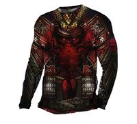 T-Shirt pour Hommes Travail Japonais Samurai Motif 3D Imprimer Blouse Manches Longues Tee Vintage Mode Homme vêtements Automne décontracté Gothique Pullover