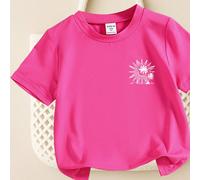 T-shirt pour jeunes filles, t-shirt rose thème plage avec impression "Forever Chasing Sunsets" de palmier au coucher de soleil, idéal pour les vacances d'été à la plage et le port quotidien, Top de st