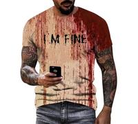 T-Shirt Problème Résolu Sang Vêtement Halloween Ensanglanté 3D Homme Tache de Sang Humour Bloody Horreur Costume Sanglant Tee Shirt Déguisement Halloween Haut Zombie Sang Qui Fait Peur