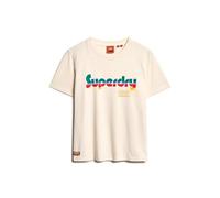 T-shirt rÃ©tro dÃ©contractÃ© floquÃ© femme Superdry Blanc S