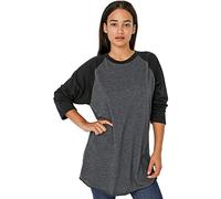 T-shirt Raglan Manches 3/4 en Poly-Coton - Heather Black / Black / S