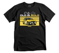 T-Shirt Rallye Car Old is Gold, Monte Carlo R5 Turbo, Design Rétro Jaune et Noir, Voiture de Course (FR/ES, Alpha/Lettres, TG, Taille Normale, Taille Normale, Noir)