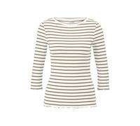 T-shirt rayÃ© Ã manches 3/4 et texture cÃŽtelÃ©e femme QS Vert 2XL