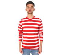 T-shirt rayé à manches longues pour homme Rouge Blanc, rouge/blanc, L