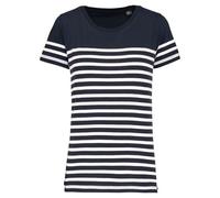 T-Shirt Rayé Coton Bio Marinière Femme - K3034 - Bleu Marine Et Blanc