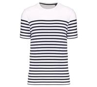 T-Shirt Rayé Coton Bio Marinière Homme - K3033 - Blanc Et Bleu Marine