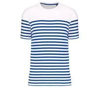 T-Shirt Rayé Coton Bio Marinière Homme - K3033 - Bleu Roi Et Blanc