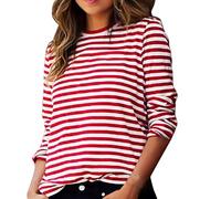 T-Shirt Rayé Femme à Manches Longues Tee Shirt Coton Top Sweatshirt -Tee-Shirt Femme à Manches Longues Style marinière avec Ses Rayures -Décontractées Chic Classique Tops