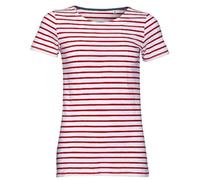 T-Shirt Rayé Marinière Femme - Manches Courtes - 01399 - Rouge