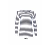 T-shirt rayé marinière femme - SOL'S - 01403 - 100% coton - Manches longues - Bleu marine S