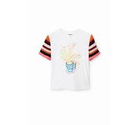 Desigual, Femme, Tops, Blanc, Taille: 46 FR Dynamique T-shirt Blanc Femme