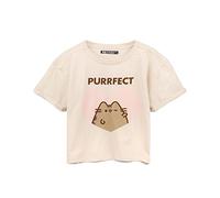 T-Shirt recadré Pusheen Dames Tabby Chat Purrfect crème Top vêtements