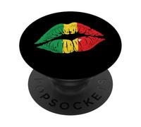 T-Shirt Reggae Kissing Lips Rastafari Rasta Music PopSockets PopGrip Adhésif