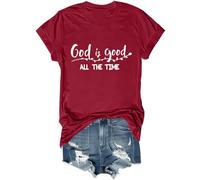 T-shirt religieux « God is Good All The Time » - T-shirt à col en V pour amoureux de Jésus, bordeaux, S