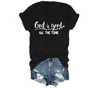 T-shirt religieux « God is Good All The Time » - T-shirt à col en V pour amoureux de Jésus, Noir , S