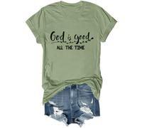 T-shirt religieux « God is Good All The Time » - T-shirt à col en V pour amoureux de Jésus, Vert, M