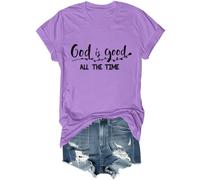 T-shirt religieux « God is Good All The Time » - T-shirt à col en V pour amoureux de Jésus, violet clair, XXL