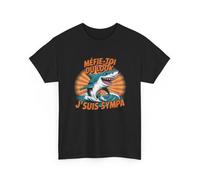 T-Shirt Requin Humour - Méfie-Toi du Look J’suis Sympa - Tee Shirt Unisexe - Blanc Gris Noir