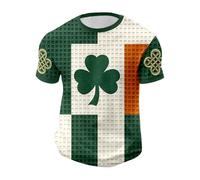 T-shirt respirant à manches courtes côtelé en maille avec motif prairie - T-shirt léger pour la journée de la Saint-Patrick pour un usage quotidien., vert, 4XL