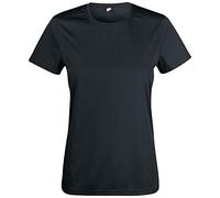 T-shirt respirant pour femme pour le fitness, le sport et les loisirs, protection solaire UV50, 100 % polyester, t-shirt de sport en tissu spin Dye, différentes couleurs, XS-3XL - Noir - X-Small