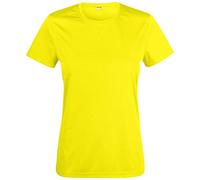 T-Shirt Respirant pour Femme, pour Le Fitness, Le Sport et Les Loisirs, Protection Solaire UV50, 100% Polyester, t-Shirt de Sport en Tissu Spin-Dye, Tailles XS-3XL - Jaune - Large