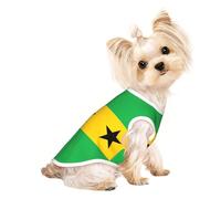 T-shirt respirant sans manches imprimé drapeau de Sao Tomé et Principe pour petit animal de compagnie - Tenue légère pour chien et chat - Débardeur extensible
