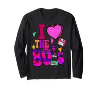 T-shirt rétro années 80 avec inscription « I Love The 80s » Manche Longue