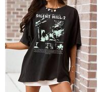 T-shirt rétro de jeu électronique Silent Hill 2, T-shirt à manches courtes, peut être porté toute l'année 0XL,1XL,2XL,3XL,4XLUnicoloreTissu tricoté