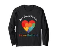 T-shirt rétro LGBT Heart Be A Decent Human It's Not That Hard Manche Longue