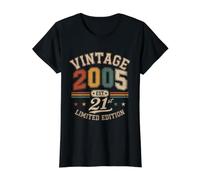 T-Shirt rétro Original du 21e Anniversaire en édition limitée 2005 T-Shirt Graphique avec Valeur, Femme, Noir, S