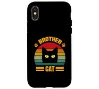 T-Shirt rétro Vintage avec Inscription « Brother » - Motif Chat Noir Coque pour iPhone X/XS