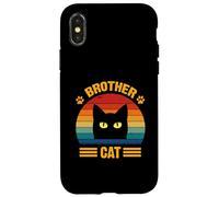 T-Shirt rétro Vintage avec Inscription « Funny Brother » - Motif Chat Noir Coque pour iPhone X/XS