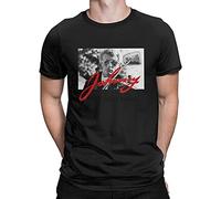T-shirt rétro vintage Johnny Hallyday pour homme - Style rock - Col rond - Manches courtes - 100 % coton, Noir , S