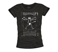 T Shirt Rock Femme Leonardo DA Vinci Guitare Noir L