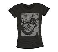 T Shirt Rock Femme MUIQUE Festival Guitare Noir M
